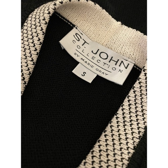 St John Collection 3 Piece Black White Trim Jacket S Sleeveless Top M Skirt 10 - Picture 7 of 10